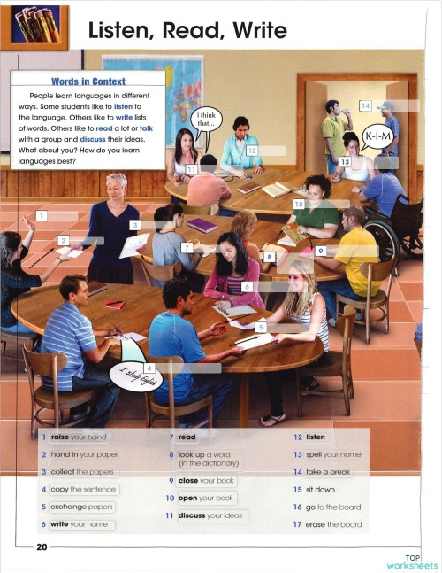 Listen, Read, Write. Interactive worksheet | TopWorksheets