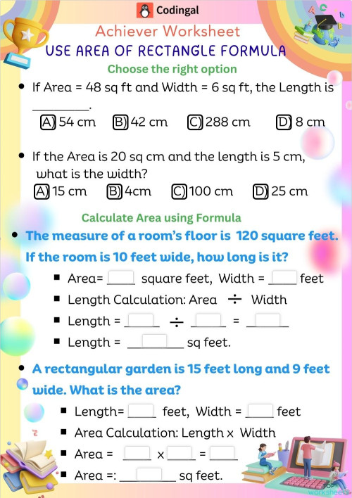 M_G05M16L44_WA03_Area of rectangles. Interactive worksheet | TopWorksheets