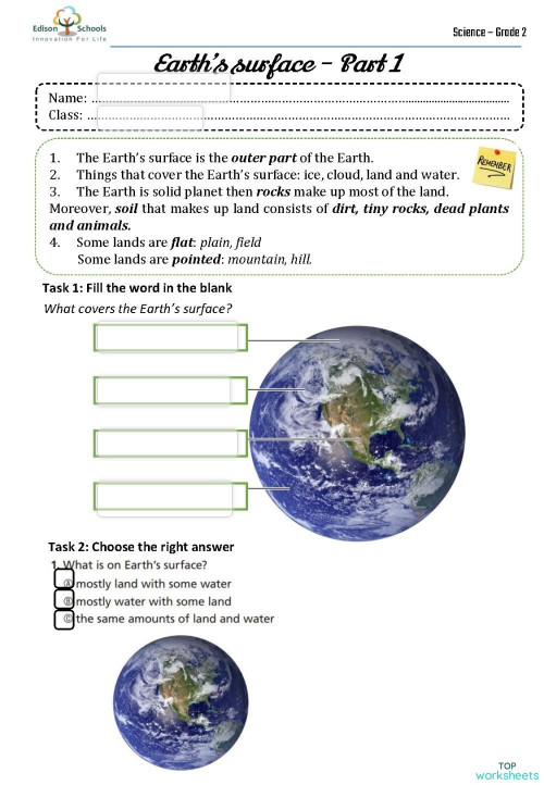 Water on earth worksheet