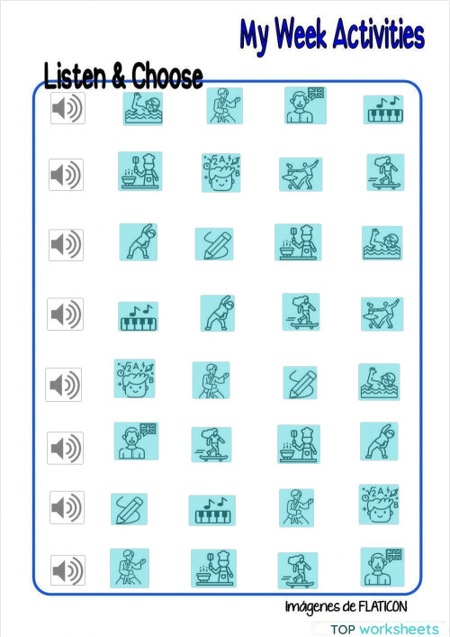 Week activities. Interactive worksheet | TopWorksheets