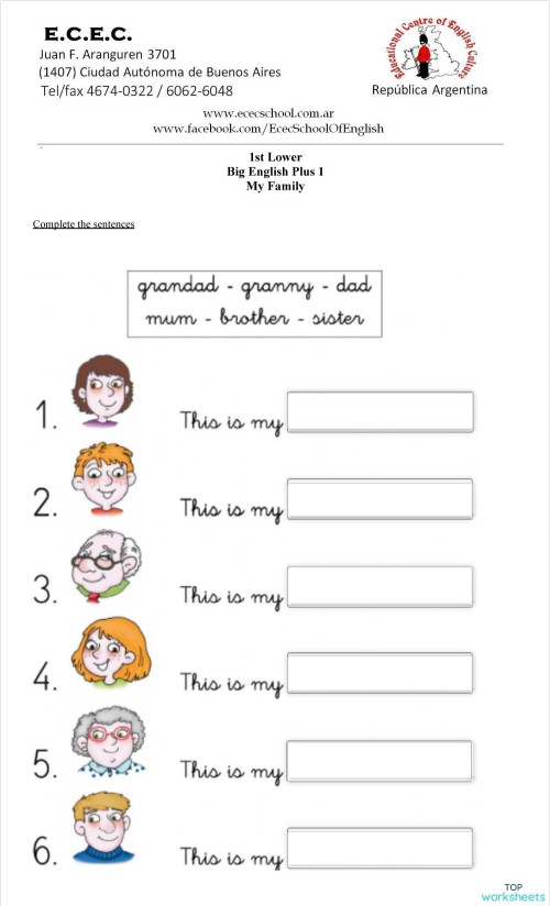 MY FAMILY HOMEWORK. Interactive worksheet | TopWorksheets