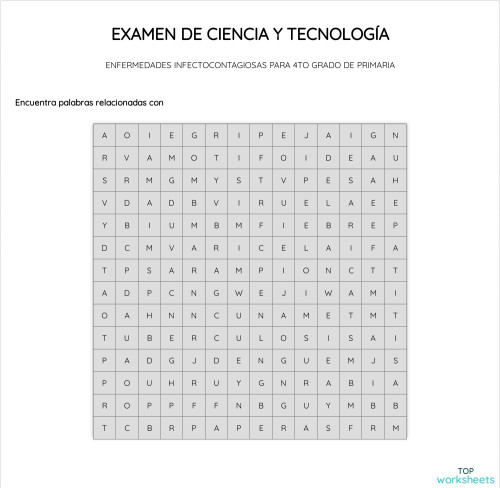 EXAMEN DE CIENCIA Y TECNOLOGÍA. Ficha interactiva | TopWorksheets