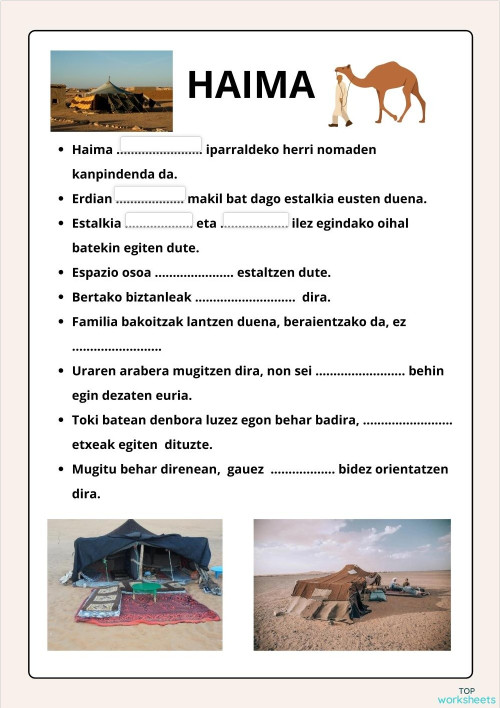 HAIMA. MUNDUKO ETXEAK. Fitxa interaktiboa | TopWorksheets