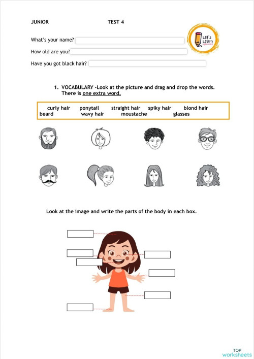 Junior test 4 2025. Interactive worksheet | TopWorksheets