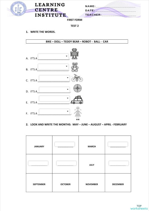 Unit test: interactive worksheets and online exercises | TopWorksheets