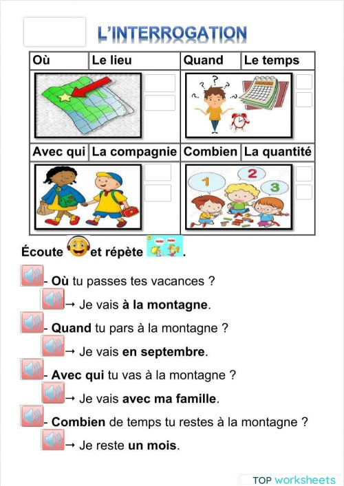 L'interrogation. Fiche interactive | TopWorksheets