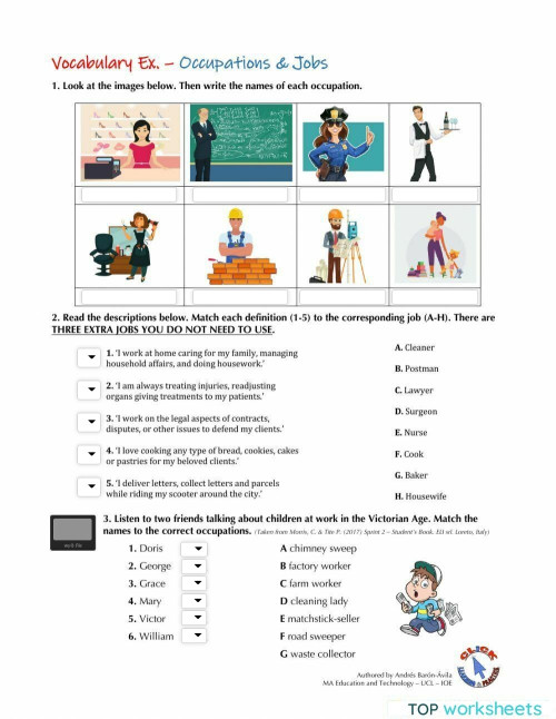 Vocabulary Ex. - Occupations. Interactive worksheet | TopWorksheets