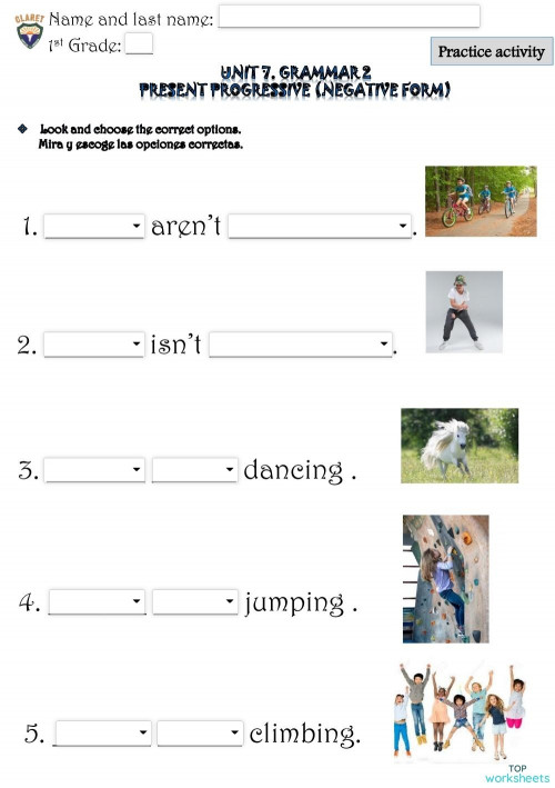 1st G. Unit 7. Grammar 2. Practice activity. Interactive worksheet ...