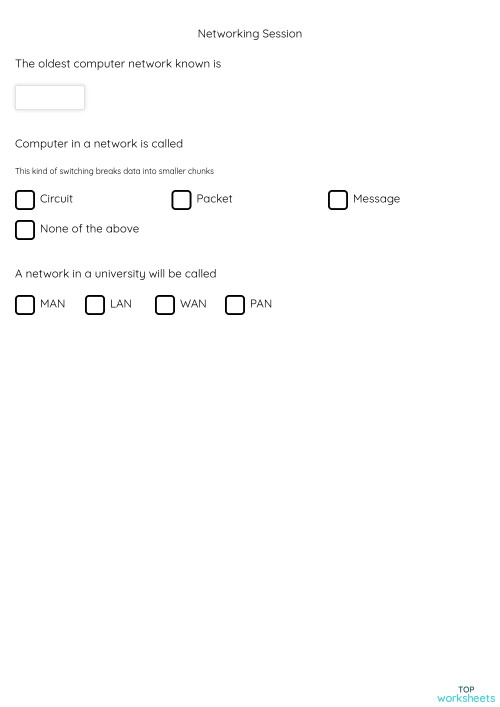 Networking Session. Interactive worksheet TopWorksheets