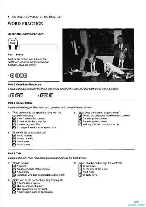 600 essential words for toeic lesson 1 test interactive worksheet