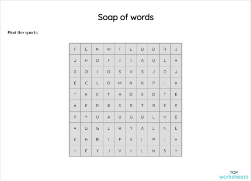 Soap of words. Interactive worksheet | TopWorksheets