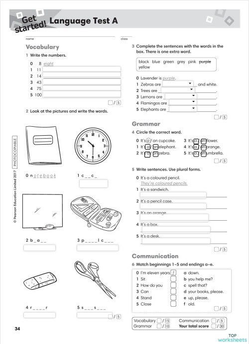 Language test A. Interactive worksheet | TopWorksheets