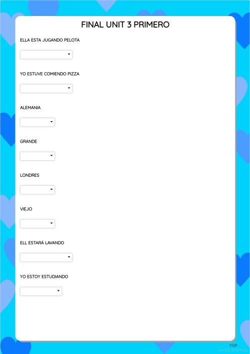 FINAL UNIT 3 PRIMERO. Interactive worksheet | TopWorksheets