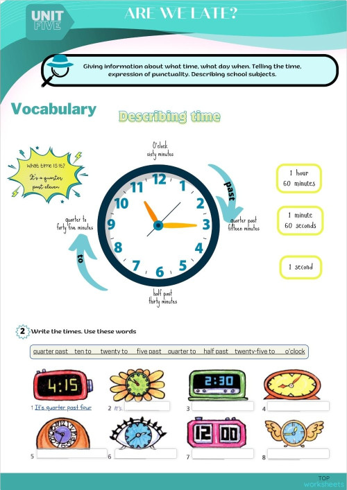Unit 5 School day. Interactive worksheet | TopWorksheets