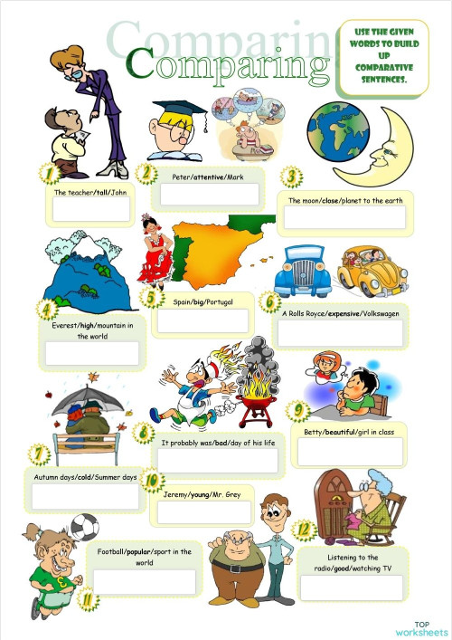 Comparing... Interactive worksheet | TopWorksheets
