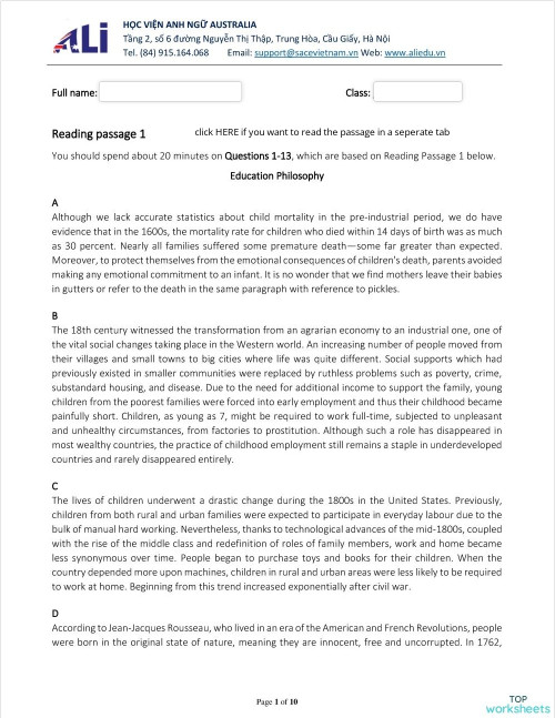 IELTS Practice_Reading Test 15. Bài tập tương tác | TopWorksheets