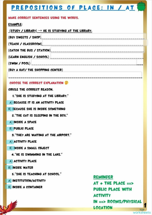 Prepositions In at HP. Interactive worksheet | TopWorksheets