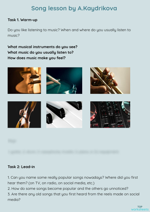 Arcade song. Interactive worksheet TopWorksheets