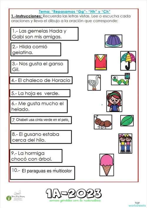 Leer Oraciones Ficha Interactiva Topworksheets