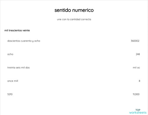 sentido numerico. Ficha interactiva | TopWorksheets