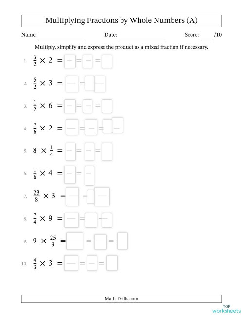 multiplying fractions by whole numbers and simplify interactive worksheet topworksheets