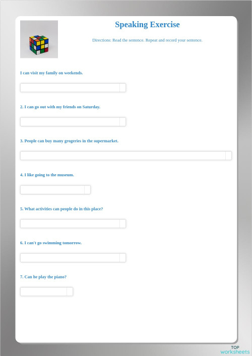 Speaking Exercise. Interactive worksheet | TopWorksheets