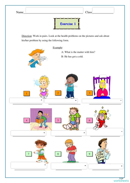 Exercise 1 : Health Problems. Interactive worksheet | TopWorksheets