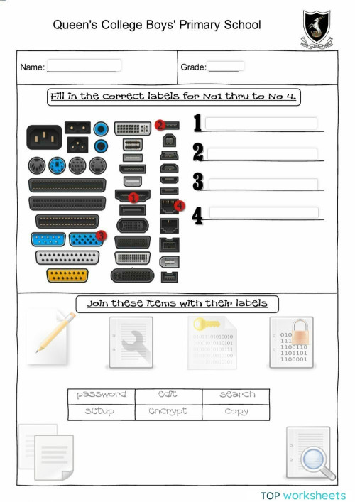 Computers label and match. Interactive worksheet TopWorksheets