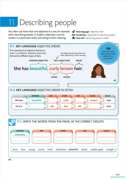 Describing people#1. Interactive worksheet | TopWorksheets
