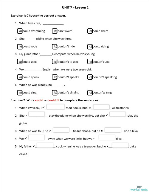 Movers - Unit 7 Lesson 2. Interactive worksheet | TopWorksheets