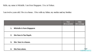 Reading comprehension 2. Interactive worksheet | TopWorksheets