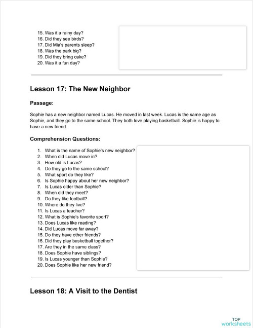 Reading Comprehension Interactive Worksheet Topworksheets