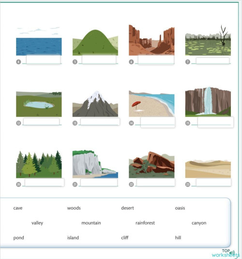 Geographical Features. Interactive worksheet | TopWorksheets