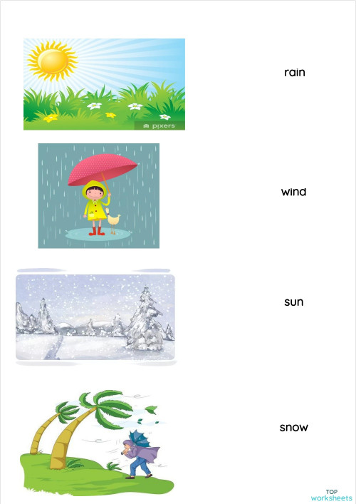 Weather Picture Match. Interactive worksheet | TopWorksheets