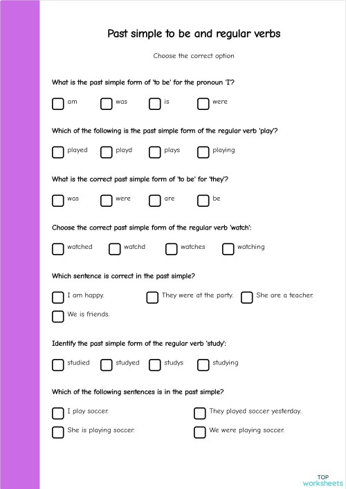past simple practica. Ficha interactiva | TopWorksheets