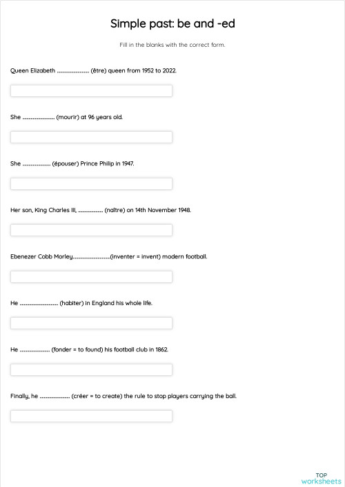 Simple past: be and -ed. Interactive worksheet | TopWorksheets