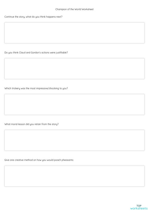 Champion of the World Worksheet. Interactive worksheet | TopWorksheets