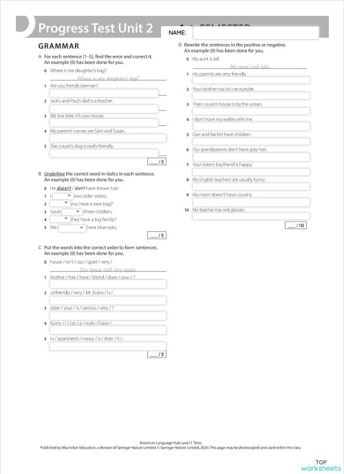 Unit 2 Review Quiz. Interactive worksheet | TopWorksheets