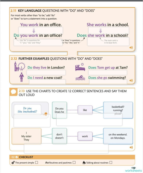 Talking about routines 4. Interactive worksheet | TopWorksheets