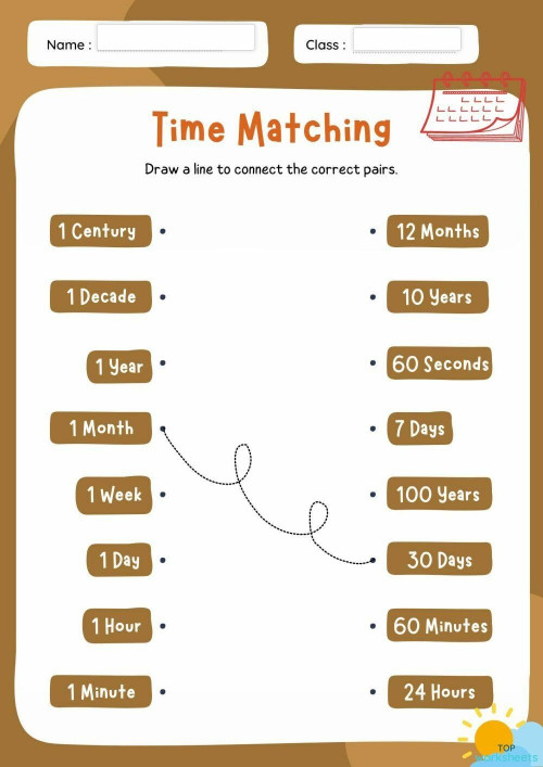 Time matching by T. Jen ใบงานเชิงโต้ตอบ | TopWorksheets