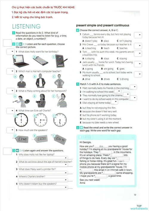 Lesson 5 - WB Listening and Speaking. Interactive worksheet | TopWorksheets