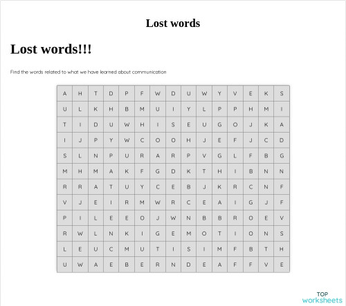 Lost words. Interactive worksheet | TopWorksheets