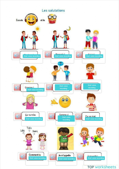 Les salutations. Fiche interactive | TopWorksheets