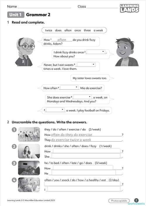 2nd Junior- LL3- unit 1- Grammar worksheet 2. Interactive worksheet ...