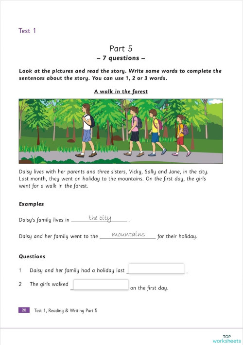 2018 Yle Movers Test 1 P5 6 R W Interactive Worksheet Topworksheets