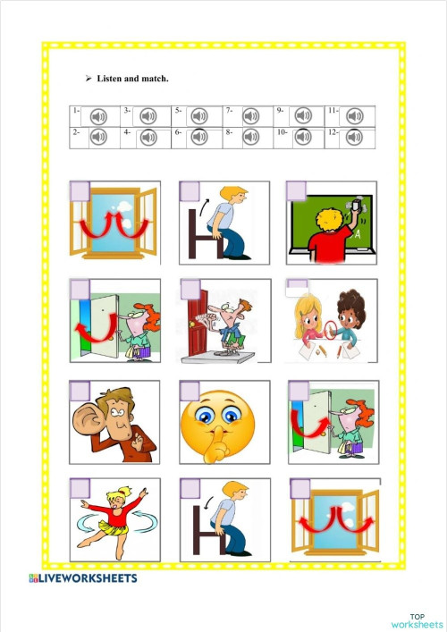 LISTEN AND MATCH. Interactive worksheet | TopWorksheets