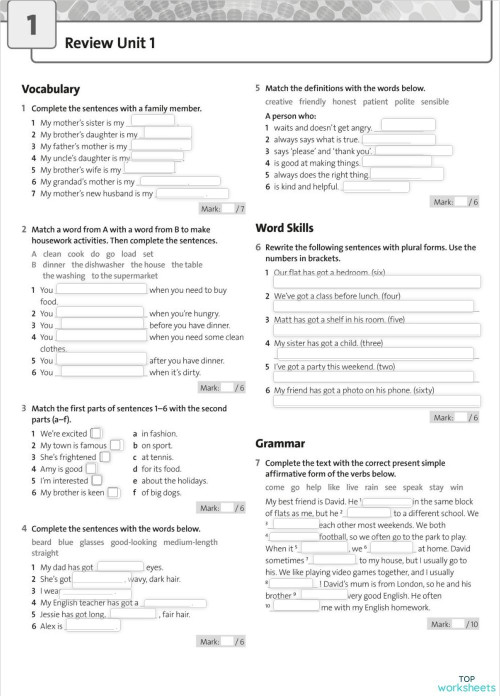 Sprawdzian Oxford Solutions Unit 1 www.topworksheets.com