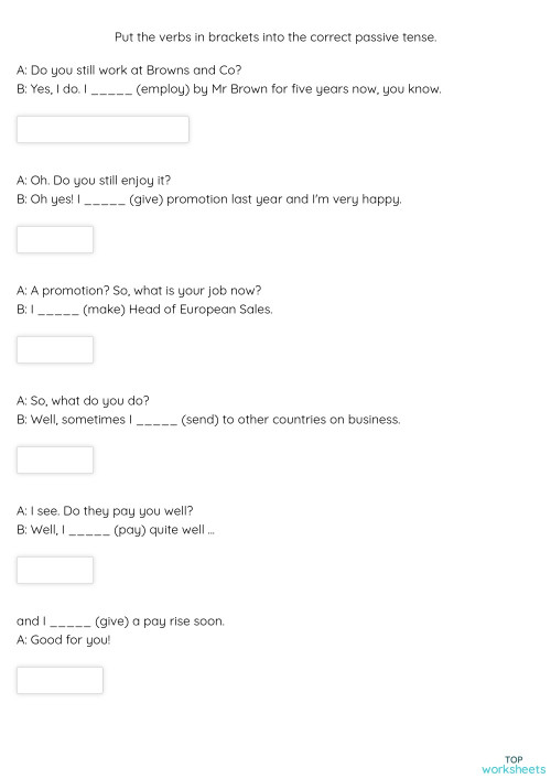 Put the verbs in brackets into the correct passive tense.. Interactive ...