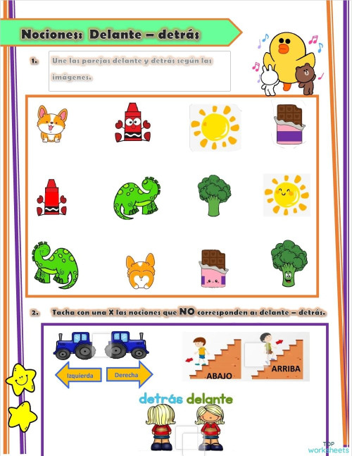 delante detrás. Ficha interactiva | TopWorksheets