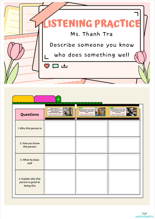 DESCRIBE A PERSON. Interactive worksheet | TopWorksheets